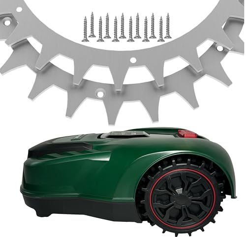 ROBO CLAWS Rostfritt stål spikar för Parkside robotgräsklippare PMRA/PMRDA/PAMR/PAMRS – 212 mm – avgradade och med 12 x rostfria skruvar – dragkraft förbättring för gräsklippare – rostfri och perfekt