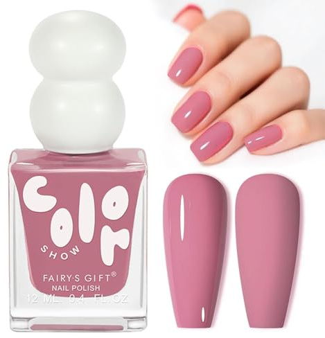 DMQ Dusty Rose Nail Polish, Dark Pink Nail Varnish, Quick Drying Dusty Pink Nail Gel, Fast Drying & Long Lasting Mauve Nail Paint Gel - Nail Art DIY Home Manicure for Women - No Need UV LED Lamp