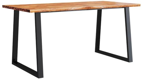 Mokuyary Dining Table Tree Edge 160 x 80 x 75 cm Solid Wood Acacia Kitchen Table Dining Room Table Dining Room Table for Kitchens, Home and Office