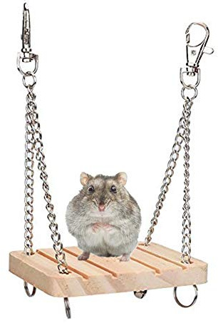 Balançoire en Bois Jouet suspendu pour Hamster Gerbille Cochon d'Inde Chinchilla Accessoire Cage