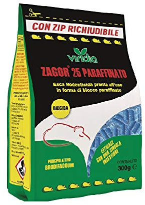viridia Esca Zagor 25 paraffinato gr.300 Veleno per Topi topicida con Busta richiudibile