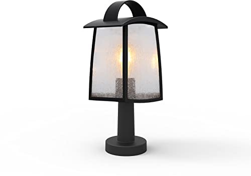 LUTEC sockellampa KELSEY för E27 till max. 40 W, med blåsglas, robust gjutaluminium, lämplig för LED-lampor, antracit