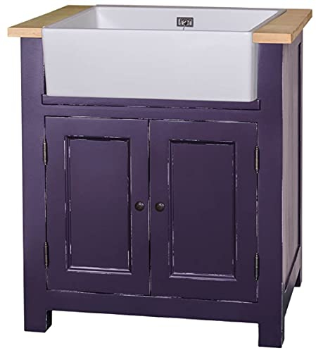 Casa Padrino Landhausstil Spültisch/Spülenschrank Antik Lila/Naturfarben 81 x 65 x H. 90 cm - Shabby Chic Küchenschrank mit 2 Türen