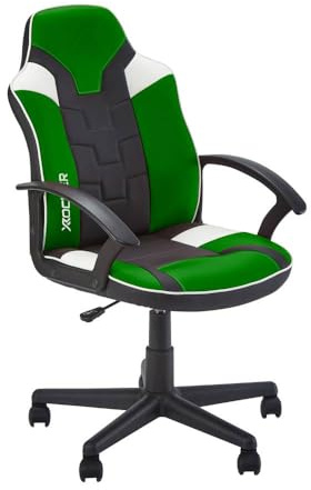 X Rocker Saturn Gaming-Stuhl, ergonomischer Bürostuhl mit mittlerer Rückenlehne und Armlehne, Computer-Drehstuhl mit Rückenlehne, höhenverstellbar, bequem für Junge Erwachsene und Teenager – GRÜN