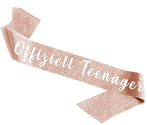 Sterling James Co. Offiziell Teenager Roségold Glitzer Satin Schärpe - 13. Geburtstag lustiges Geschenk Party Zubehör und Deko