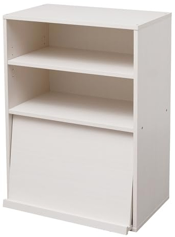 Iris Ohyama, Skåp med 2 hyllplan och vikdörrar / Träskåp / Vikhylla / Förvaringsskåp, Höjdjusterbar hylla 3,2 cm, Kontor, Vardagsrum - Flap Rack - CHR-1 - vit ek