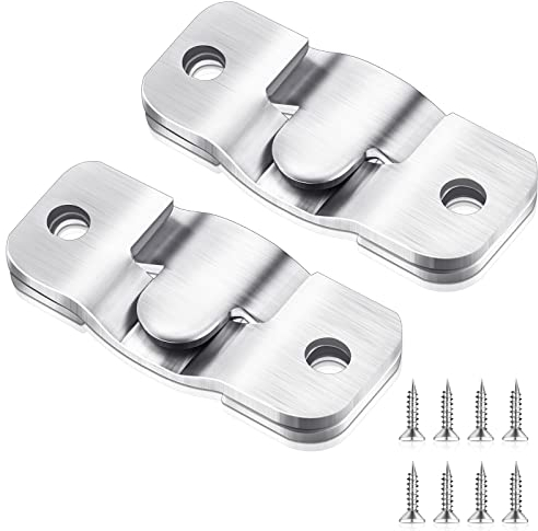 4 Pcs Support de Montage Encastré Dissimulé Support Mural à Emboîtement Boucle de Suspension Emboîtable Boucle à Clip en Z Crochet Emboîtable en Acier Inoxydable pour Cadre Photo Miroir Tête de Lit