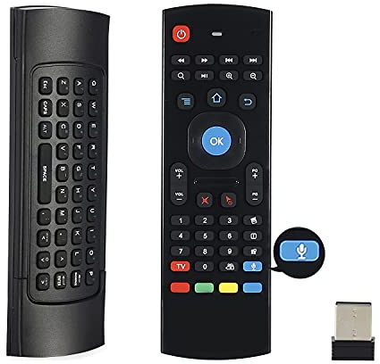 Voice MX3 Air Mouse Mini Tastiera Telecomando Wireless, Mouse Fly Multifunzione 2.4G con Maniglia di Gioco Rilevamento di Movimento per Android Smart TV Box, 3-Gyro e 3-Gsensor, HTPC Mini PC, PS3/4