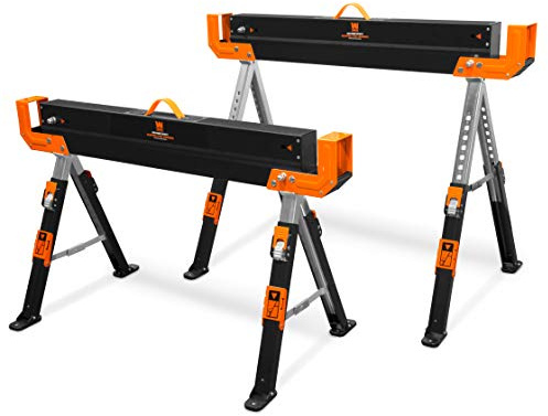 WEN Steel Saw Horse Set, 1300-Pound Capacity, Height Adjustable, Two Pack (WA1302)