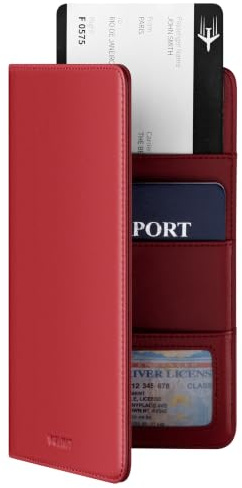 VULKIT Porte Passeport Portefeuille de Voyage, Porte Passeport en Cuir Couverture RFID Bloquant l'organisateur de Documents de Voyage pour Femmes Hommes