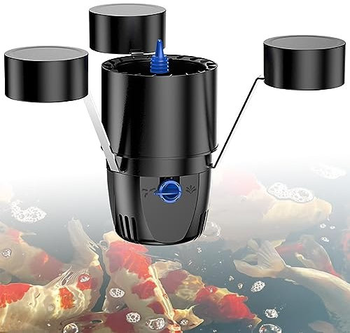 Skimmer de estanque, skimmer de piscina flotante multifunción, colector de hojas caídas y clarificador de estanque de peces, flujo máximo de 2500 l/h y 3 modos de fuente, para estanques de hasta 25 m²