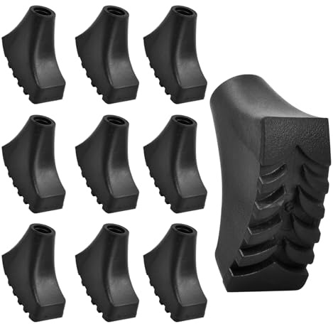 Wisebom 10 Pezzi Pad da Nordic Walking, Gommini di Ricambio per Bastoni da Trekking Gomma Piedi Pad da Nordic Walking, Accessori per Esterni, Adatto per Asfalto Ghiaia e Montagna, Diametro 12 mm