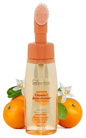 Limpiador Facial Para Todo Tipo De Piel Con Vitamina C Antioxidante, Desmaquillante, Hidratante. Espuma Limpiadora Facial Con Cepillo Tonifica y Limpia La Piel. Limpiador de Poros 240 mL Vitamina C