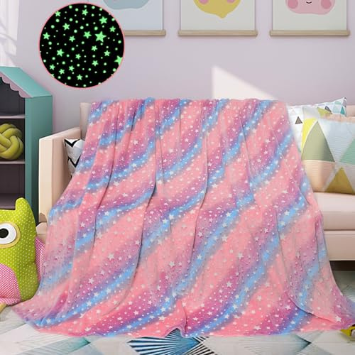 LXTOPN Manta Estrella Brilla en la Oscuridad bebé, 150x200 acogedora Manta Infantil mullida, Franela niña Manta bebé