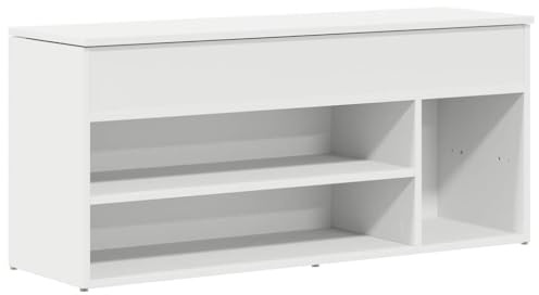 vidaXL Skobänk vit 102x30,5x45 cm konstruerat trä, hallbänk, skoförvaring, bänk med förvaring, hallbänkar, bänk med skoförvaring, bänkar med förvaring