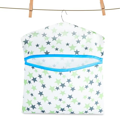 Peg Bags for Washing Line, Star Print Peg Bag, Pegs for Washing Line with Bag, Reusable Clothes Peg Bag, Easy Hanging Hook for Storage, Washable Peg Basket for Clothes Socks Underwear, 33 x 30 cm