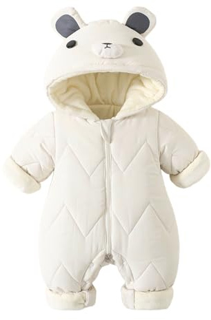 WYTbaby Baby Snowsuit Animal Hooded Romper Thick Windproof Winter Jumpsuit for Infant Newborn Boys Girls 0-12 Months