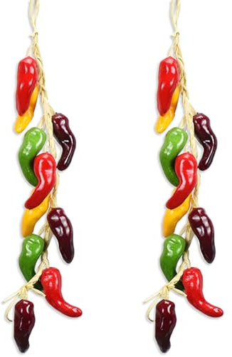 Tuxiaobu 2 guirnaldas artificiales de ají para colgar, guirnalda de verduras decorativas para el hogar, cocina, fiesta, pub, accesorios de fotografía (chile colorido)