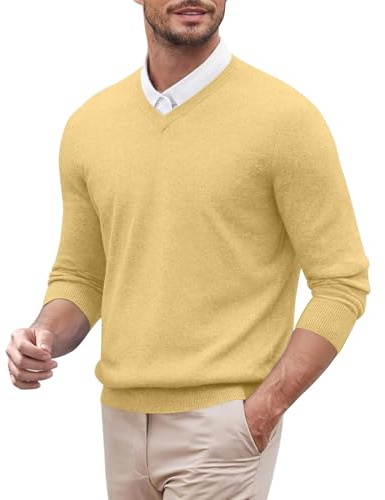 Jersey de punto para hombre, cuello de pico, monocolor, manga larga, jersey de invierno, sudadera de trabajo, suéter de negocios, tiempo libre, cachemira, jersey de punto