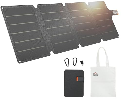 HOMCOM 36W Cargador Solar Plegable Panel Solar Portátil USB-A y Tipo-C
