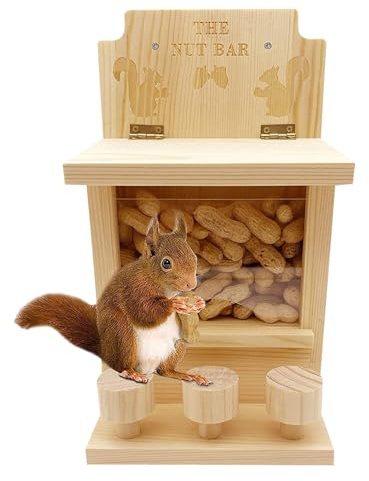 Comederos de ardilla para exteriores, comederos de ardilla para árbol - Alimentador de madera con barra de nueces para exteriores | Alimentador versátil, casa de alimentación