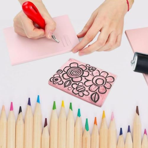Kit de fabricación de sellos rosas, herramientas de tallado de linograbado para grabado, 8 Uds.