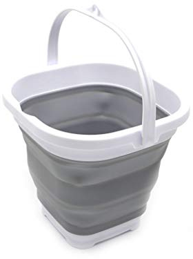 SAMMART 2.6L Super Mini Sqare Collapsible Plastic Bucket - Foldable Square Tub - Portable Fishing Water Pail - Space Saving Outdoor Waterpot (Grey)