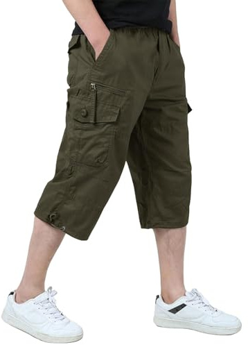 KEFITEVD Pantalones Cargo Hombre Algodón Bolsillos Múltiples Corte Cómodo | Pantalones cargo hombre de algodón con bolsillos múltiples y corte cómodo, casual para uso diario y actividades exteriores