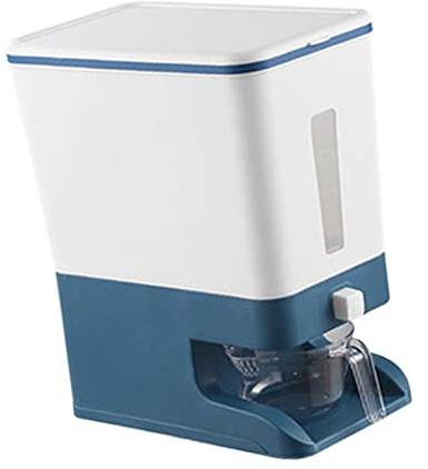 Milageto 10 kg Vorratsglas für Reis, Getreideglas Reisvorratsgläser, Reisspender mit Messbecher, Trockenfutterbehälter, Waschmittelbox, Reisvorratsbehälter für Getreide, Mehl, Snacks, Blau
