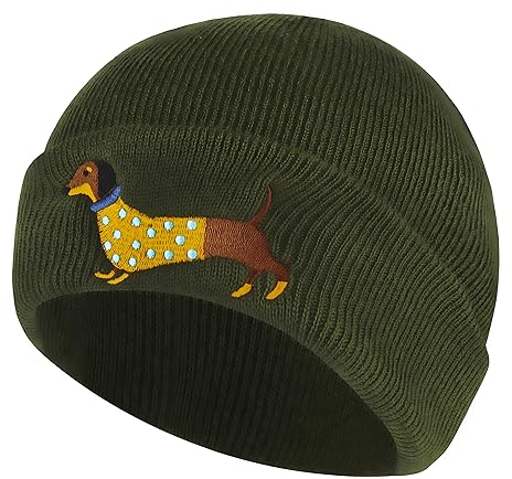 Jeasona Dackel Mütze Damen Winter Warm Dackel Geschenke für Frauen Männer Kinder Geschenke mit Dackel Wintermütze Damen Strickmütze Damen