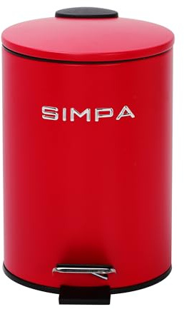 simpa 3L 3 Litre Matt Red Slim Soft-Closing Pedal Dustbin.