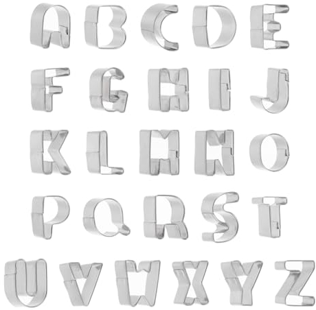 sourcing map Juego de 26 Cortadores de Galletas de Letras Del Alfabeto, de Acero Inoxidable, para Cocina y Repostería