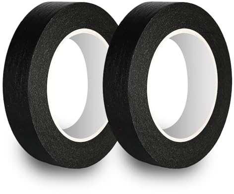 Rusoz Cinta De Carrocero 2 Rollos, 20mm x 50m Cinta De Enmascarar Profesionale Cinta Pintor Removible Sin Residuos Masking Tape Para Pintores, Para Pintar Y Decorar, Interior Y Exterior, Negro