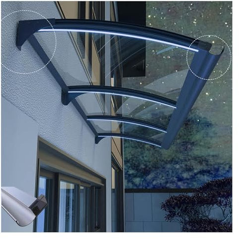 Marquise de Porte Exterieur,Auvent de Porte d'Entrée Évier,Auvent de Fenêtres Autonettoyant à l'eau de Pluie,Auvent Marquise de Protection UV, Drainage des Deux côtés (Size : 100x300cm/39x118in)