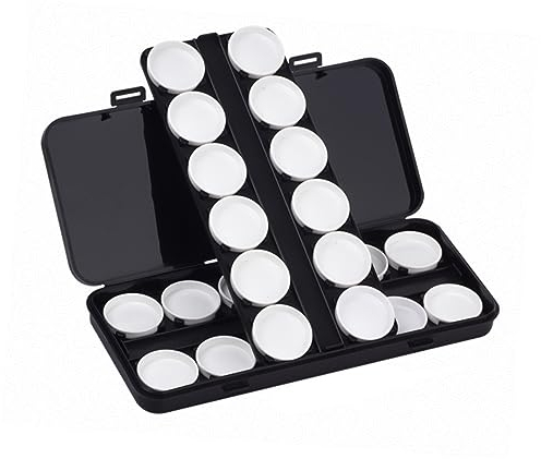 SEWACC 24gitter Nagelpalette Aquarellmalpalette Kunstfarbe Aus Abs Leicht Tragbar Platz Sparend Farbmischen Nailart-Palette Kantenfrei Langlebig