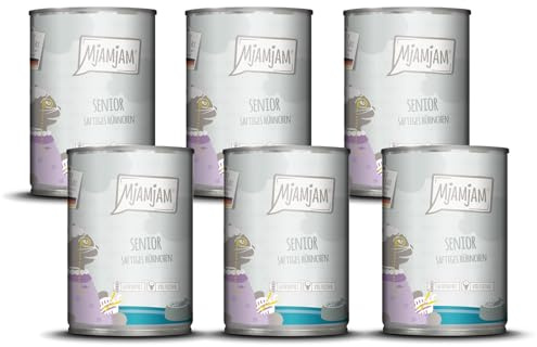 MjAMjAM - Nourriture Humide Premium pour Chats - Senior - Poulet juteux, Paquet de 6 (6x400g), sans céréales