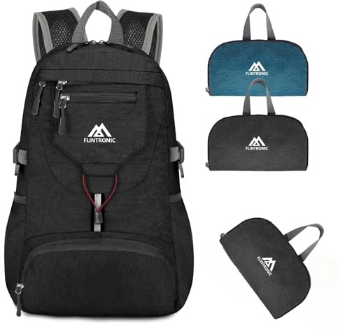 flintronic Foldable Small Backpack, 20L Ultra Lightweight Rucksack, Foldable Hiking Backpack, Unisex Packable Backpack, Waterproof Travel Daypack For Outdoor Sport Biking Hiking (Black)
