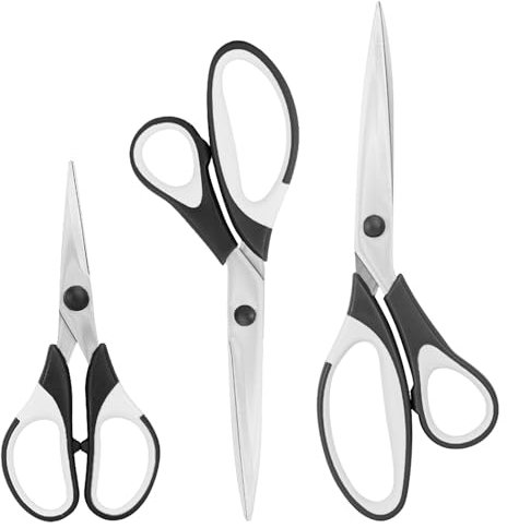 NICEIN 3 Stück Set Schere aus Edelstahl, Superscharfe Haushaltsschere,Bequemer Griff,Bastelschere,Schere Linkshänder,Scheren,Geeignet für die Linke und Rechte Hand, für Zuhause,Büro,DIY