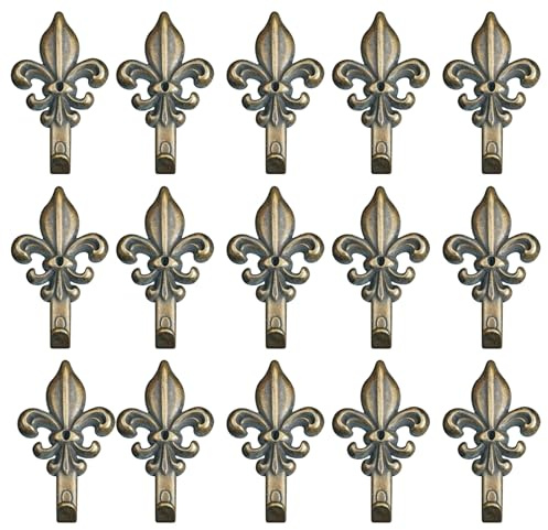 Set da 15 Ganci Bronzo, Appendino per Quadro, Forma Giglio, Fiorentino con Chiodi da 17 mm, Ganci da 4,5 cm /66884