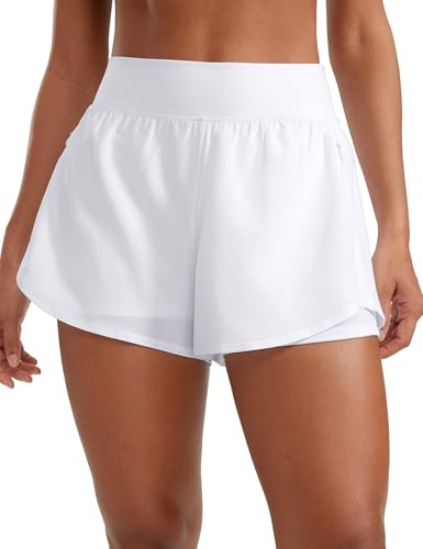 CRZ YOGA 2 in 1 Double Layer Running Shorts 3 White Small