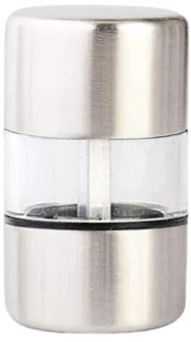 Moulin à poivre et sel en acier inoxydable, mini moulin à épices manuel, shaker compact avec grossièreté réglable, fonction rechargeable, matériau en acier inoxydable, 3 x 3 x 5,2 cm