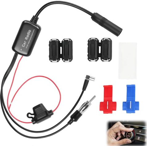 Amplificador Señal Radio Coche, Divisor Dab FM, Antena Coche FM AM DAB DAB+, Divisor Antena Radio Automóvil 12V, Adaptador SMB a DIN para Autoradio Estéreo y Mayoría Vehículo, Mejora Recepción Digital