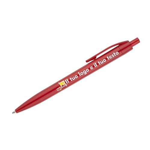 100 Penne a Sfera Personalizzate con Logo e Testo Stampa UV a Colori di Alta Qualità Ideali per Aziende Eventi e Regali (Rosso)
