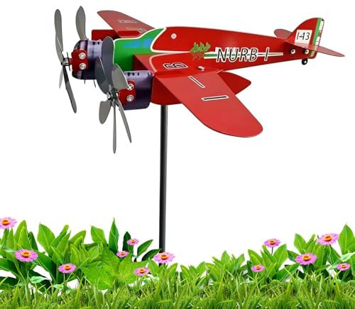 Generico Utomhusvindsnurra, vintage metallflygplansvåga, flygplan vindsnurra kvarn vid | För gårdsfester, trädgård, gångväg, terrass och korridor