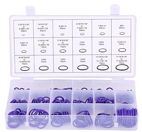 Aramox O-Ring Dichtung, 270pcs Klimaanlage klimakompressor Dichtung Verschiedene Auto Klimaanlage Kompressor O-Ring öl Dichtung Dichtungssatz klimaanlagen Gummischeibe Dichtungen(Purple)