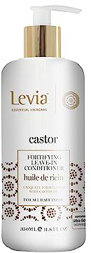 Levia | Crème de Soin sans Rinçage Fortifiant à L'Huile de Ricin | Cheveux Hydratés | Favorise la Croissance | Cheveux Fort et Brillant | Pour Tous Types de Cheveux | 350ml