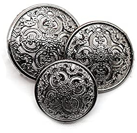5 Pcs Hollow Metal Button Black Sliver Gold Buttons Round Decorative Button for Clothes Sewing Accessories (Gun Metal, 23mm)
