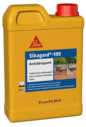 SIKA - Traitement Antidérapant - Sikagard-199 Antidérapant - Pour carrelage lisses en terrasses, piscine, marches d'escalier, rampes d'accès - Intérieur & Extérieur - Prêt à l'emploi - 2L