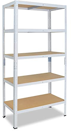 shelfplaza® 200x60x23cm HOME Scaffale metallo per carichi pesanti bianco con 5 ripiani con 175kg capacità di carico/Scaffali in metallo per garage come scaffali per ripostiglio o officina