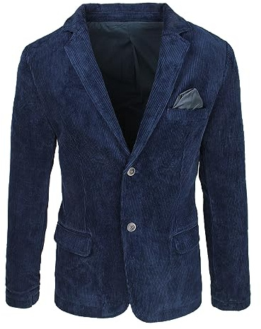 Evoga Giacca Uomo Sartoriale in Velluto Slim Fit Blazer Invernale Elegante Casual (IT, Testo, XXL, Regular, Regular, Blu)